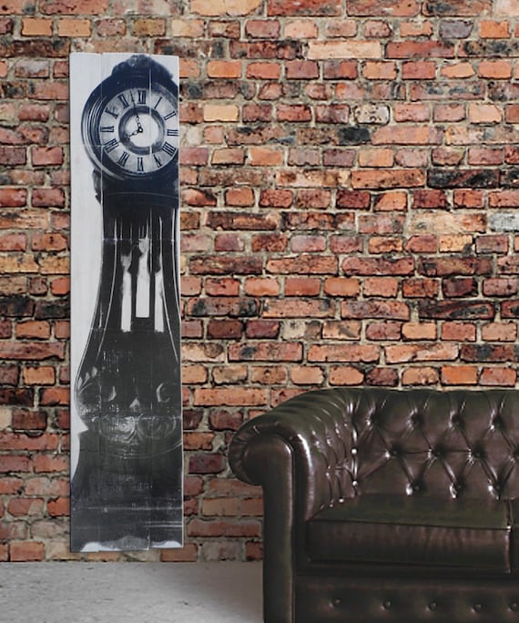 Grandfather Clock Style Extra Large Wall Clock on Solid Wood