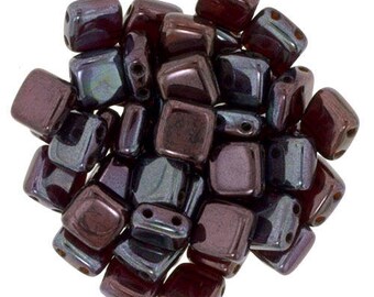 30 6 mm RUBY VEGA CzechMates Tile beads
