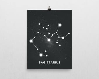 Sagittarius Constellation Poster Print, Ready to Ship, Size 11x14