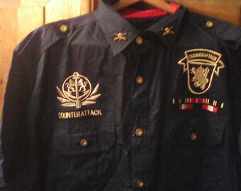 Men's Black Mock Military Short Sleeve Shirt Size 2XL