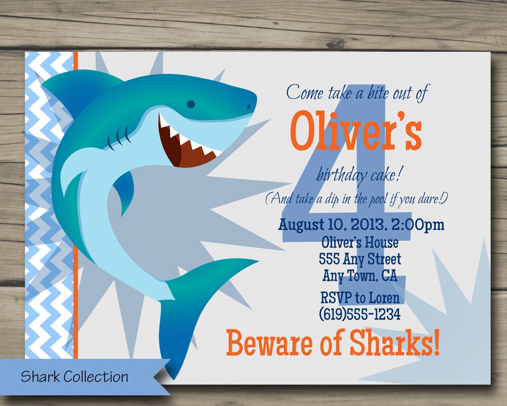 shark birthday invites bn17