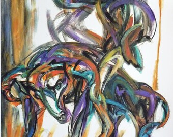 Wolf Rider with a Trumpet Expressionist Limited Edition Professional Art Print #1 of 12