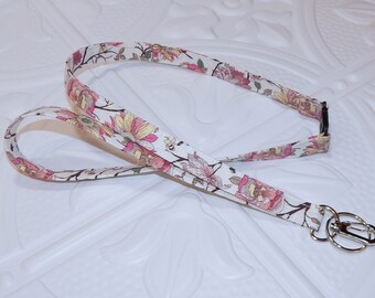 Lanyard - Breakaway Fabric Lanyard - Id Badge Holder - Keychain Lanyard - Teacher Lanyard - Floral Print