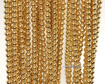 4mm Gold Hematite Gemstone Gold Round Loose Beads 16 inch Full Strand (90147041-148)