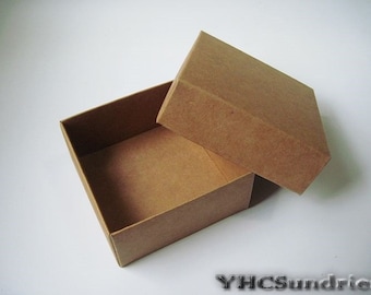 10pcs - 350gram Kraft paper Box with cover - 3.52"(L) x 3.52"(W) x 1.68"(H) *KB005*