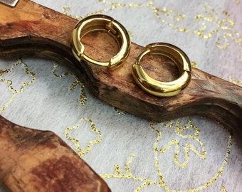 14k Gold Hoop Earrings, Solid Gold Hoops, 14k Gold Huggies, Gold Huggie Earrings