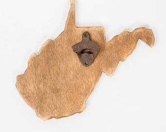 State Bottle Opener - Wooden West Virginia, English Chestnut Stain, All states avaliable