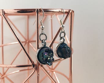 Holographic geode earrings