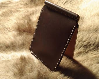 Slim leather money clip, money clip wallet, men's leather wallet, minimalist money clip