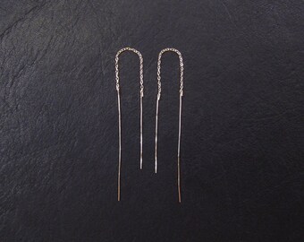 14K Gold earrings, wire earrings, silver earrings, minimalist wire earrings, chain earrings, simple gold earrings, minimal, nickel free