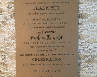Wedding Welcome Bag Letters