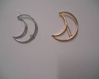 Lot of (1) Crescent Moon Phase Outline Barrette in Gold or Silver Metal