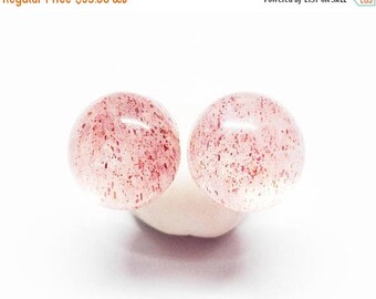 25% OFF Strawberry Quartz Gemstone . 10mm Round Dome . Sterling Silver Posts Studs Earrings . Strawberry Pink Minimalist Earrings . E16044