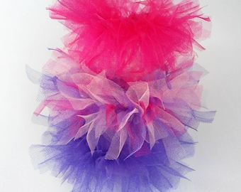 Unique tulle scrunchies. Set of soft colours 3 pcs, handmade tulle scrunchie