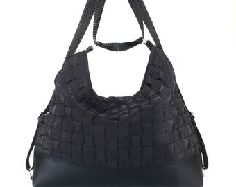Black backpack,convertible purse,quilted hobo bag,black shoulder bag, quilted backpack,women backpack, day bag,office bag,ready to ship