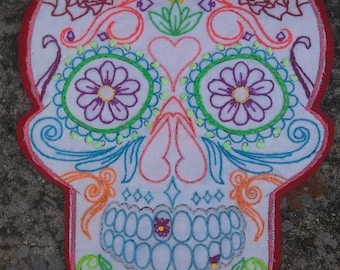 Day Of The Dead hand embroidered sew on patch or wall art