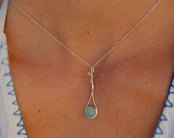 Sterling Silver with aventurine hanging pendant