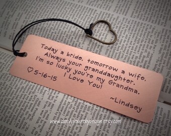 Personalized Bookmark, Custom Bookmark, Engraved Bookmark, Grandma of the Bride, Gift for Her, Weddings, Grandma Gift, Mother of the Bride
