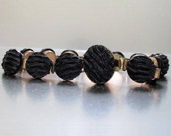 Victorian Crepe Stone Bracelet Mourning Jewelry French Jet Jewelry Antique Jewelry