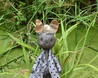 Bunny Soft sculpture doll fantasy art Monster Art doll cloth Art doll vintage Style