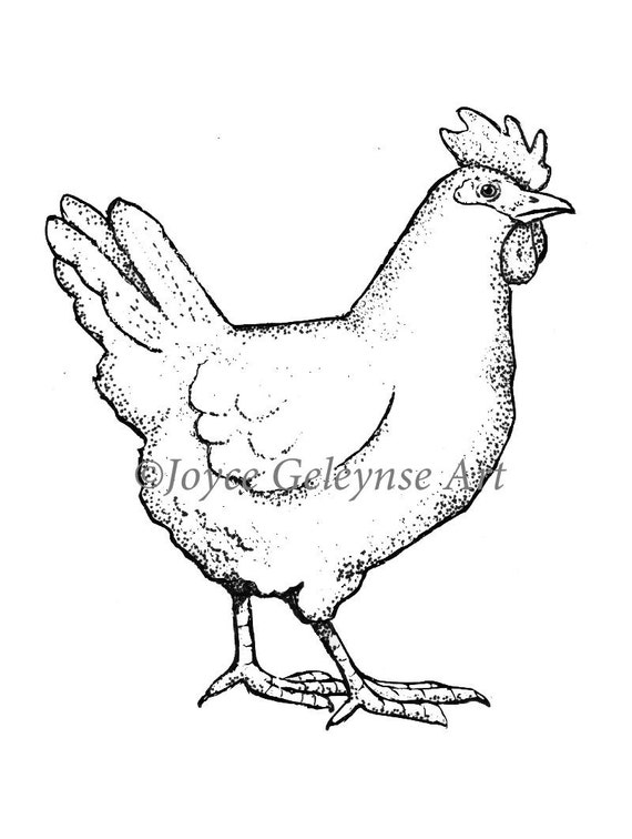 Digital Stamp Chicken Drawing Hen Poultry Outline Art