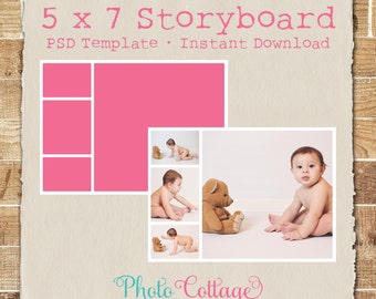 Plantilla de Storyboard de fotografía 5 x 7, plantilla de fotografía, fotógrafo Blog plantillas, plantilla de Blog Junta, Collage Digital