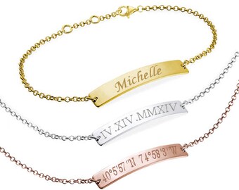 Custom Name Bracelet Personalized Name Bracelet Bar Bracelet Name Bar Bracelet Name Plate Bracelet Initial Bracelet Monogram Bridesmaid Gift
