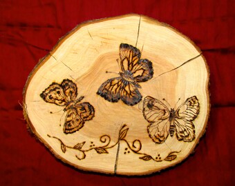 Butterfly Woodburning, pyrography "Butterflies are Free"