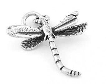 Sterling Silver Dragonfly Charm (3d Charm)