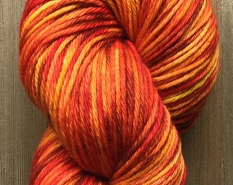 Hand Dyed Yarn, Worsted Weight 4ply, 100% Superwash Merino Wool, Sunburst 2 on Hearty Worsted Yarn