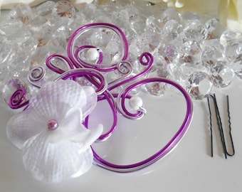 Orchid purple wedding fascinator