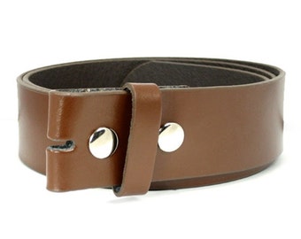 Brown Leather Belt Strap For Belt Buckle, Interchangeable Mens Womens Snap On Belt Strap, Size Small