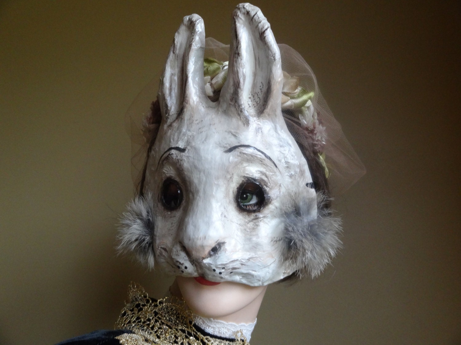 Paper animal masks Paper mache rabbit mask hare mask
