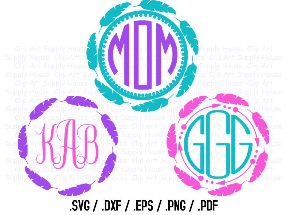 Download Tribal Feather Circle Monogram Frame Design Files Use With