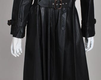 1990's Gaultier Jet black Long Rain Trench Made in Italy Stunning Matrix piece
