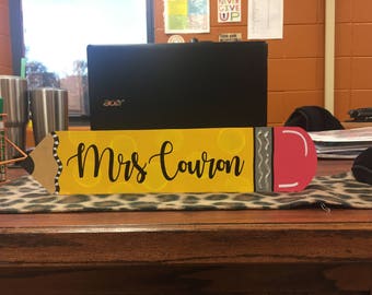 Teacher Gift, Teacher Desk Name plate, Desk Name plate, Teacher Decor, Teacher Appreciation Gift, Teacher Christmas Gift, Pencil Desk Plate