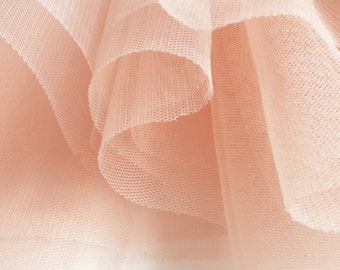 Blush Pastel Peach Soft Tulle Veiling Fabric 150cm wide - Sold by the metre (H2)