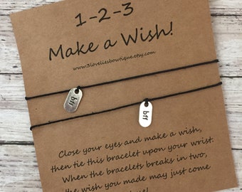 BFF Wish Bracelet.Best Friend Wish Bracelet.Friendship Bracelet.BFF Gift.Bracelet.Charm Bracelet.Gift.Best Firends.BFF Charm Bracelet