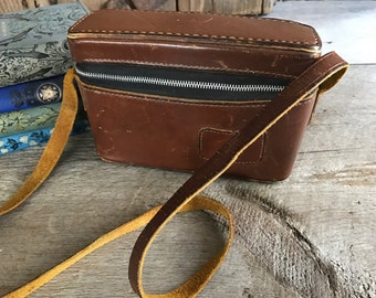 Sella in cuoio fotocamera custodia, custodia da viaggio, Leather Carry Strap, California