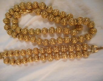 Monet Vintage Gold Tone Filigree Necklace & Bracelet
