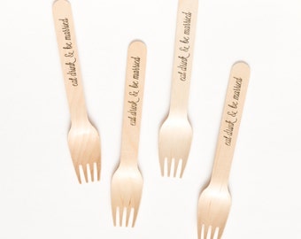 Eat Drink & Be Married - Wooden Utensils - Wedding Engagement Party