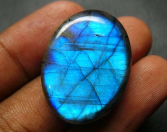 Blue Flashy Natural Labradorite Smooth Oval Cabochon - 29.75x22x8.5 MM - Labradorite Cabochons - High Quality - Wholesalegems
