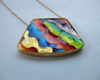 Waves - Cloisonne enamel necklace