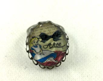 Adjustable ring Alice in Wonderland silver