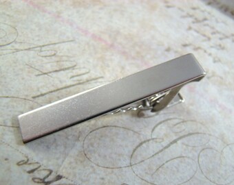 With Gift Box! Silver Tie Clip, Silver Tie Bar, Groomsmen, Wedding, Father's Day, Just Because, Tie Bar, Silver Tie Bars