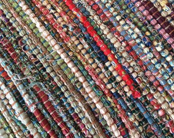 Hand Woven Table Runner Scrap Basket Patchwork 14" x 46"