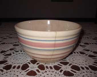 Pink and Blue banded Mixing Bowl