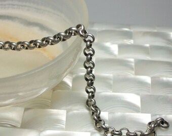 1 Foot Chain 7mm Rolo Link Smooth Antiqued Silver plated Dull Nickel Free Brass chain Jewelry Open link Jewellery Supplies Necklace Bracelet