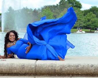 Sale•Maternity fitted gown•maternity dress•train gown•attached chiffon•baby shower dress•photographer maternity prop•photo shoot dress