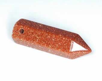 31x8mm Gold Sandstone Gemstone Point Healing Chakra Hexagonal Point Focal Bead BULK LOT 2,4,6,12 and 50 (90183763-368)